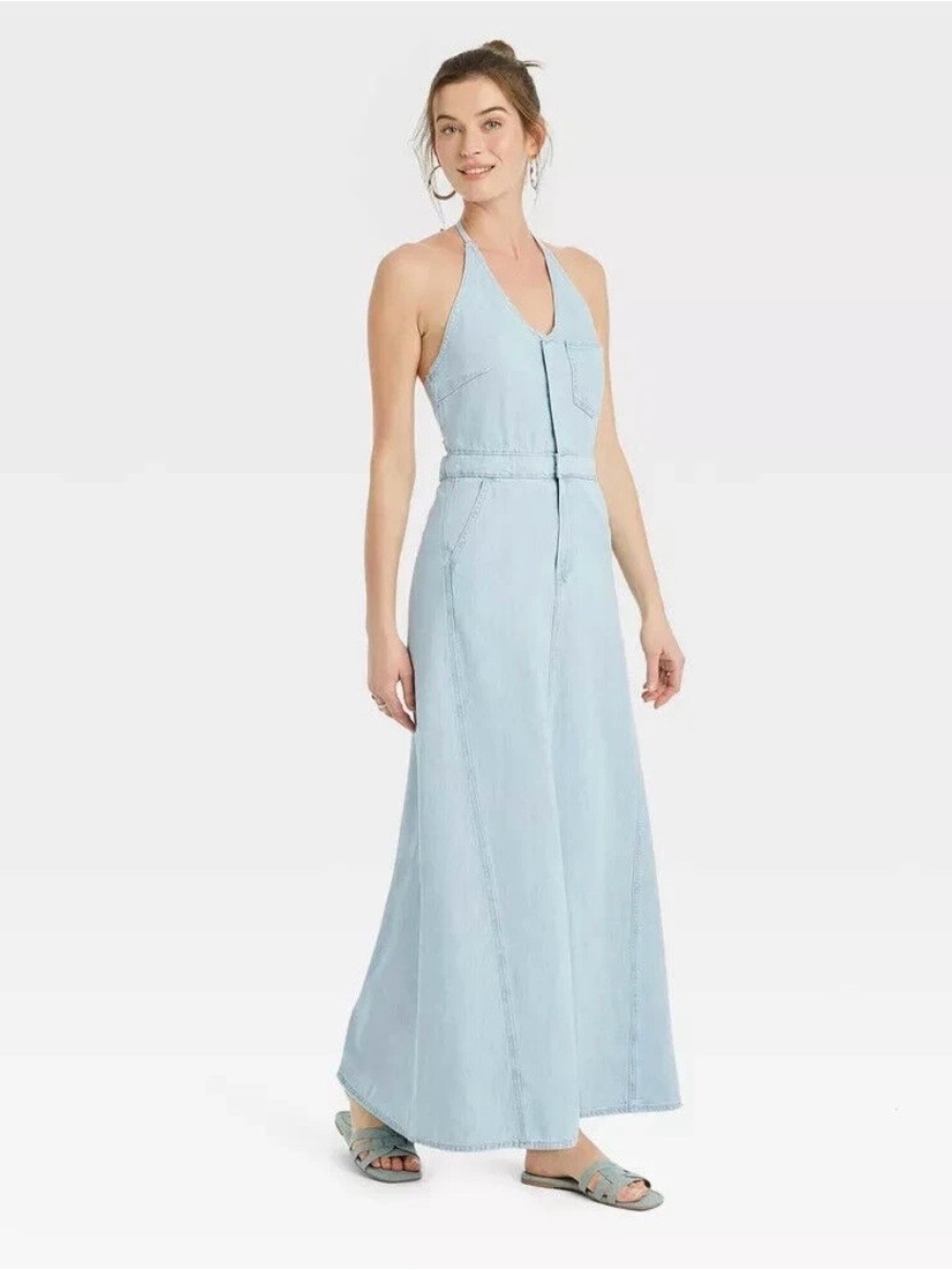 Universal Thread Light Blue Halter Maxi Dress
